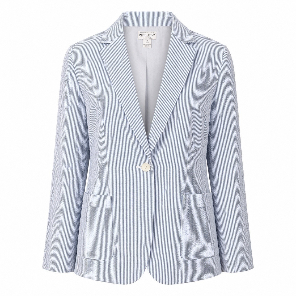Pendleton Seersucker Blazer Seersucker Blue White Stripe Lined Golf